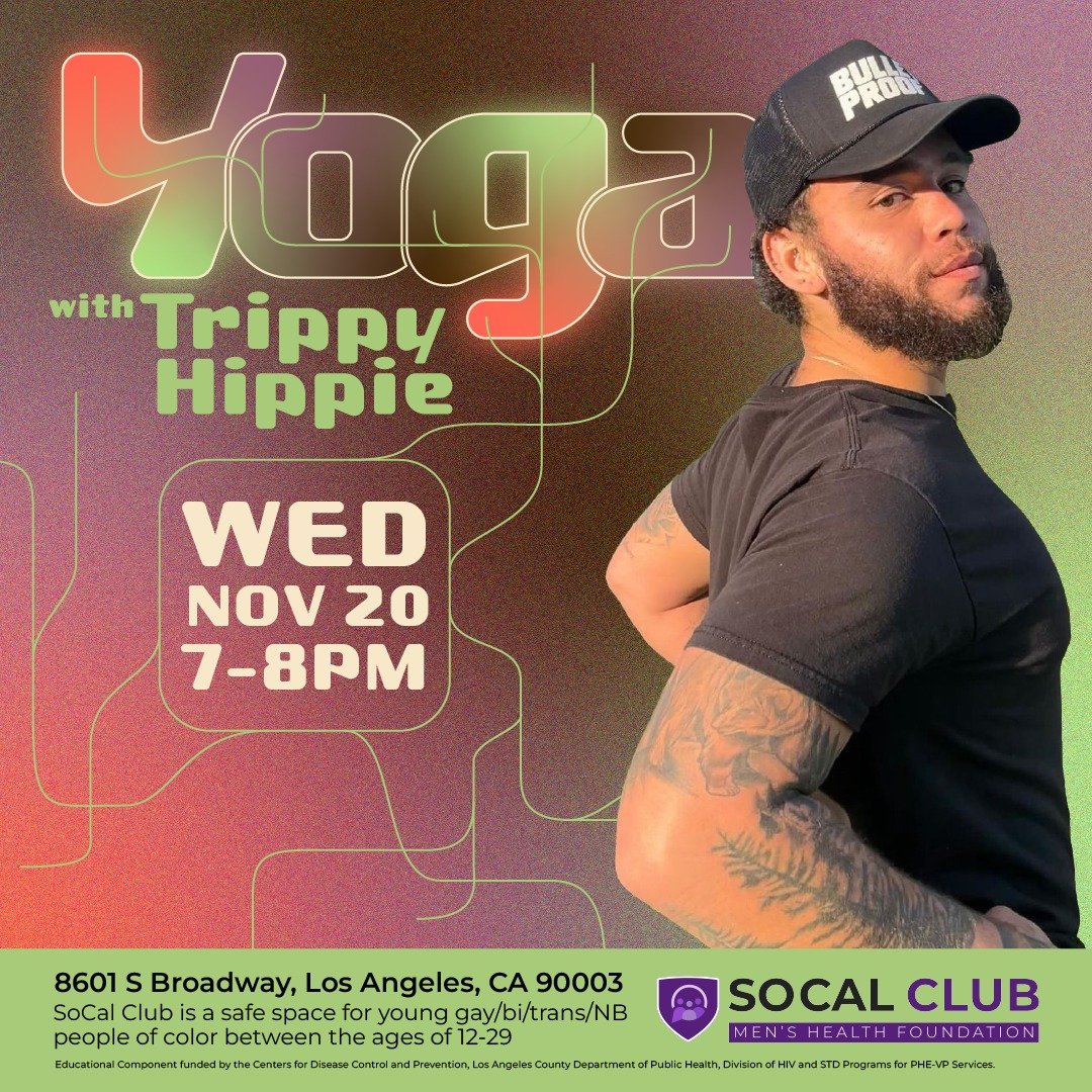 Time to work on your posture and your peace ☮️ Join us for yoga with @trippyhippieyoga next Wednesday! ✌️

#yoga #fitness #health #gaymenshealth #gaysouthla #southla #socalclub