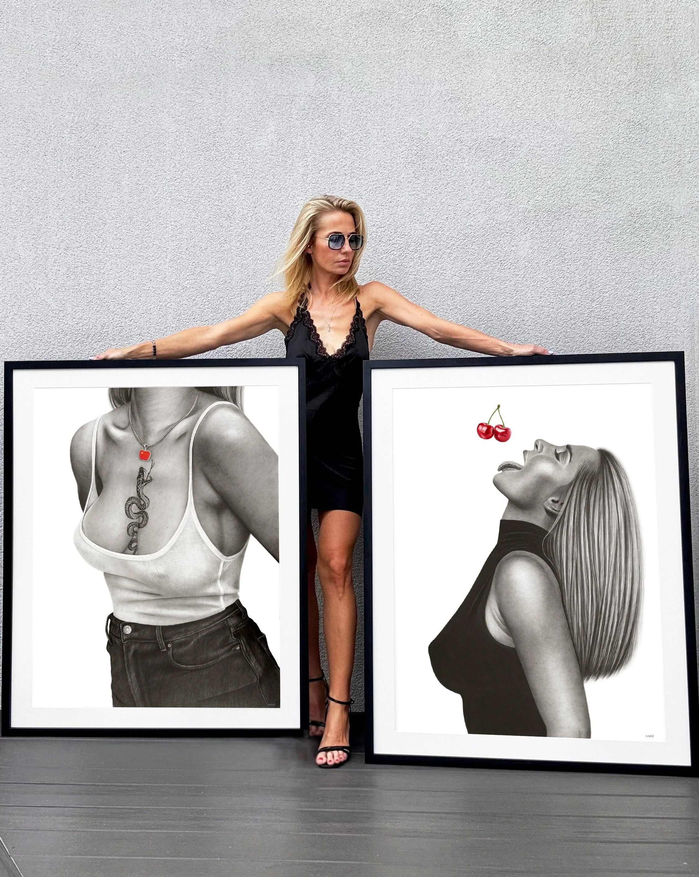 Take two ‼️
EVE 🐍 43x35 inches
CHERRY POP 🍒 47x37 inches 
&bull;
&bull;
#karolinaleonte #cherrypop #popart #hyperrealisticdrawing #realism