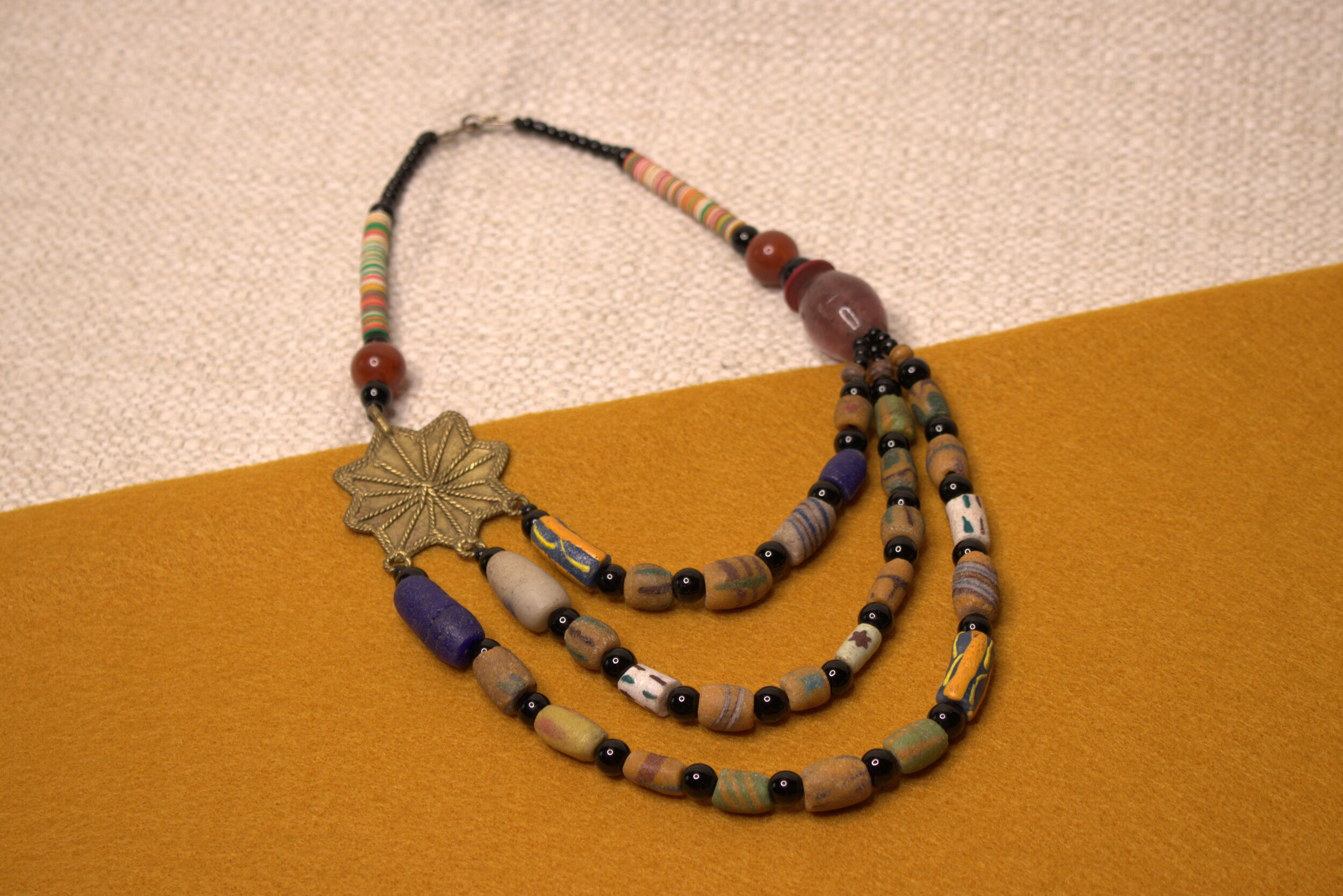 Necklace: Colorful bead and cowhorn chokers