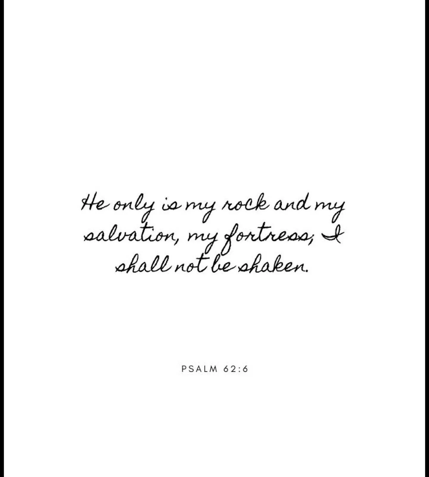 ❤️ when anxious thoughts come, when the world feels chaotic, He is our rock!  #Psalm62:6
#BibleVerseOfTheDay
#ScriptureOfTheDay
#GodIsMyRock
#FaithOverFear
#TrustInGod
#UnshakableFaith
#FirmFoundation
#ChristianEncouragement
#GodIsMyStrength
#NotShak