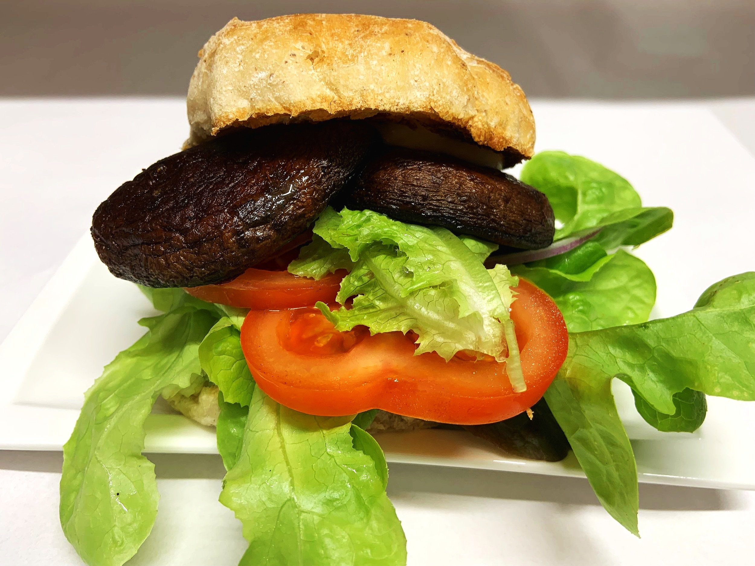 Our Vegan Burger - with portobello mushrooms or a "No Beef" plant based pattie