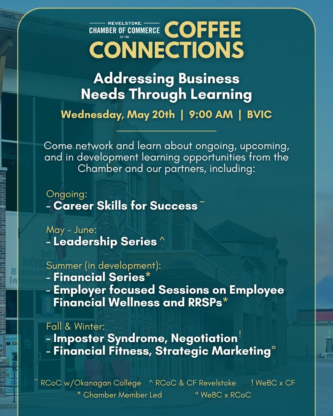 Just one week to go ☕️
Here&rsquo;s a look at what we&rsquo;ll be discussing at this month&rsquo;s Coffee Connections. 

Come along for coffee, good conversation, and a look at upcoming business learning opportunities. We hope to see you there.

🔗 R