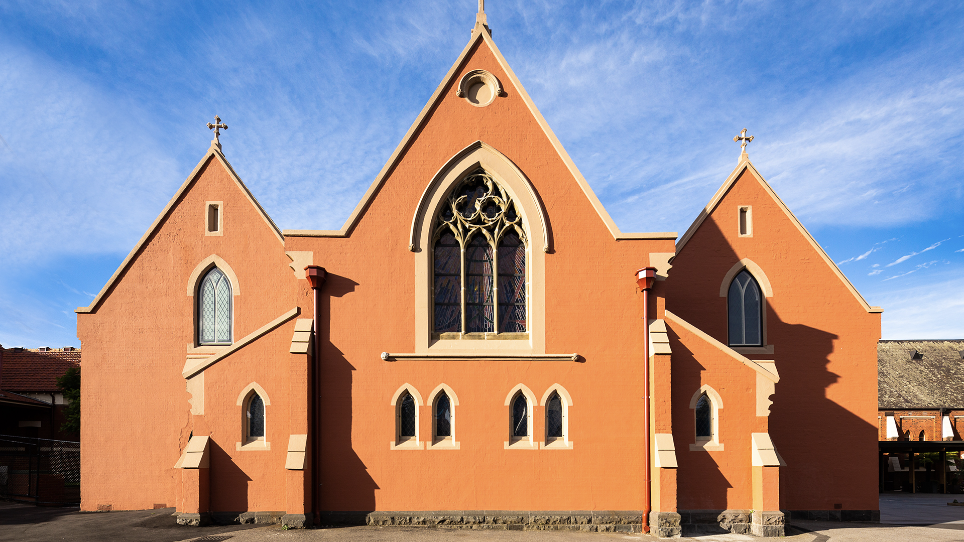 Following a devastating fire in 2007 which destroyed all but the exterior masonry walls, the Church was rebuilt in a modern but sympathetic manner.