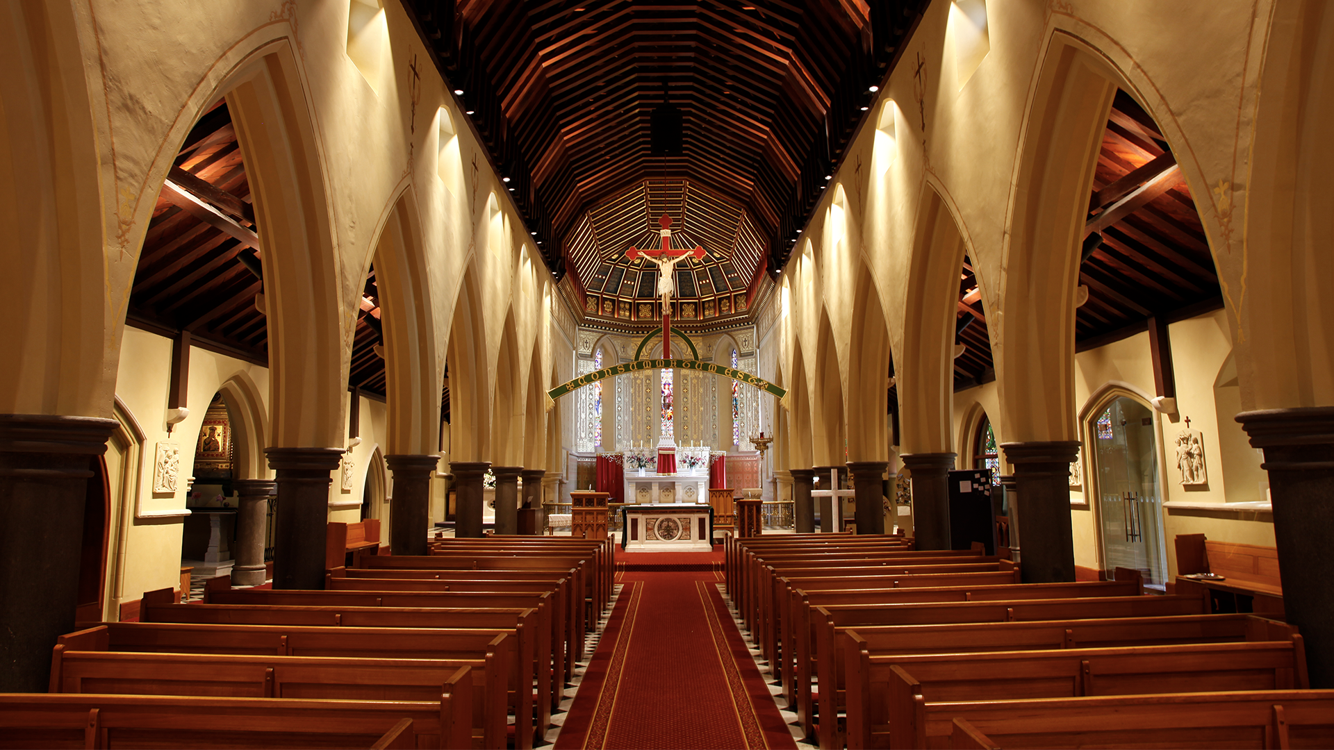 Works included exterior conservation of masonry walls, roof & roof plumbing, as well as interior re-ordering of the Church, including new lighting and interior decoration.