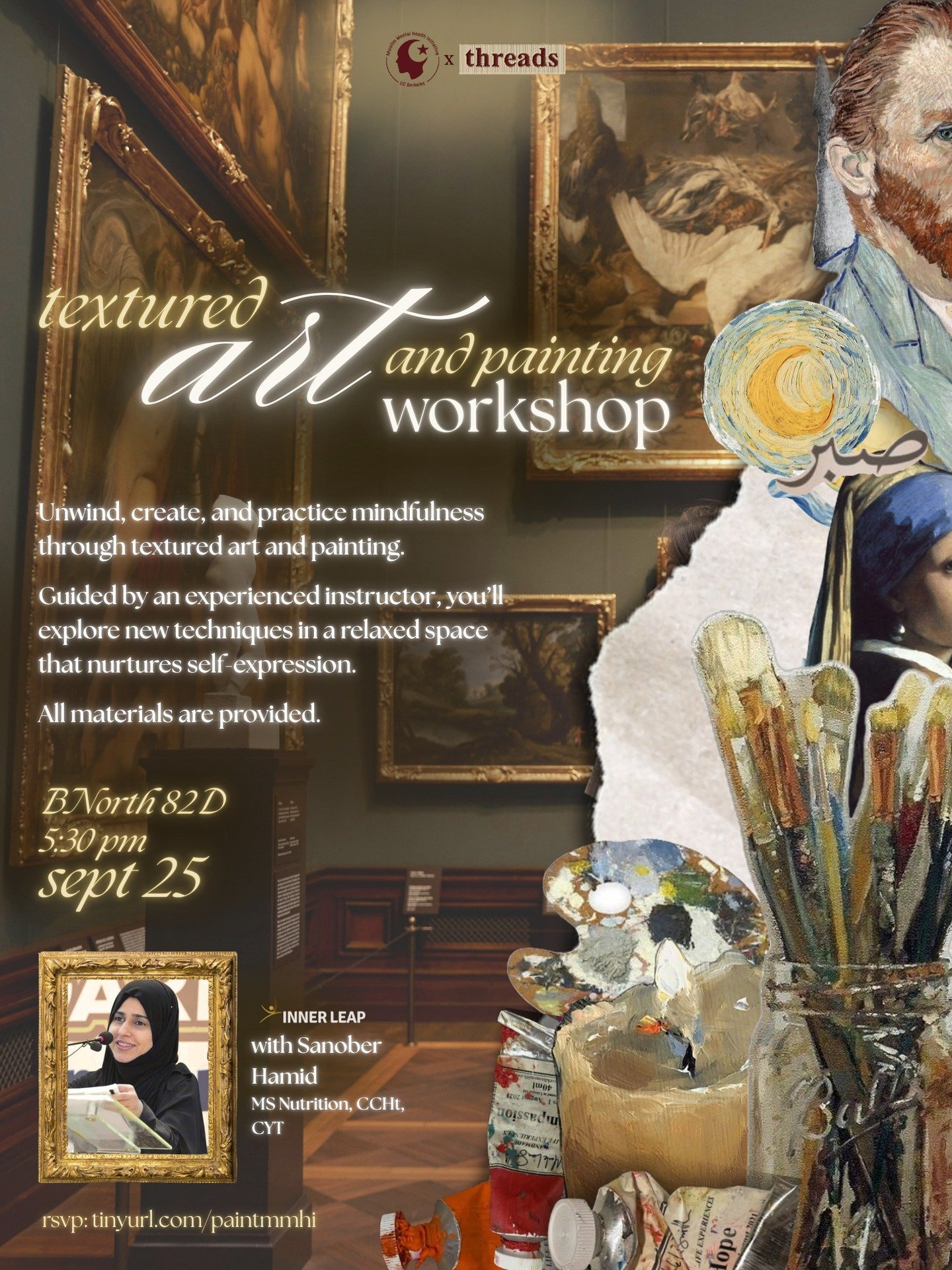 Textured Art &amp; Painting Workshop 🎨

Take a mindful break and let your creativity flow! 🌿✨

This workshop is part of our ongoing Art Series and connects to the Threads x MMHI Art Contest, a chance to showcase your art at our World Mental Health 