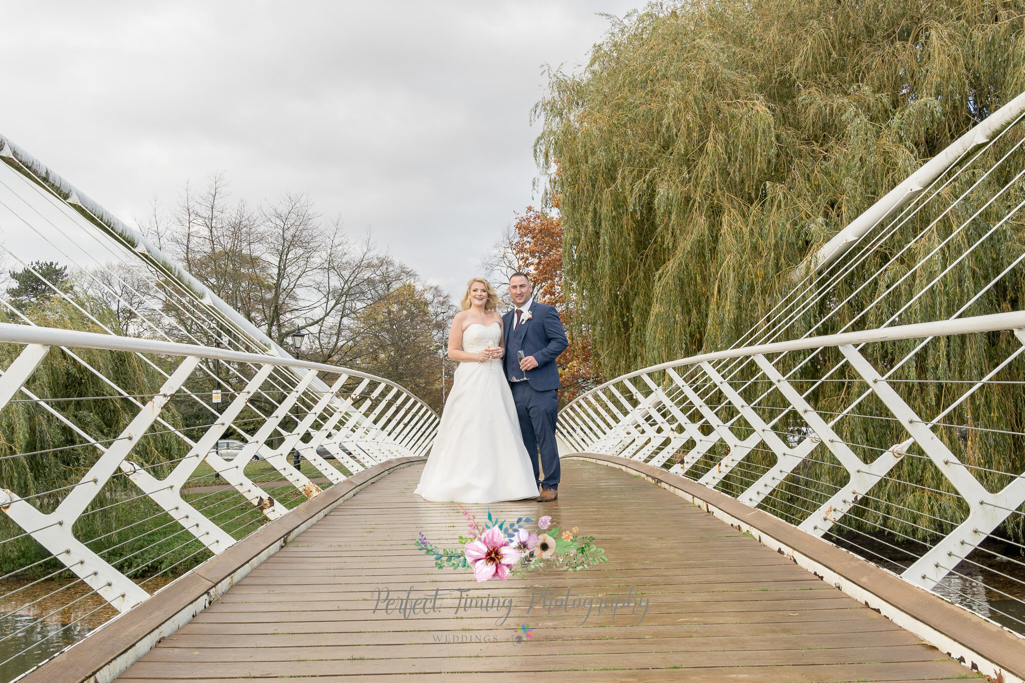 bride and groom bedford bridge wedding photo