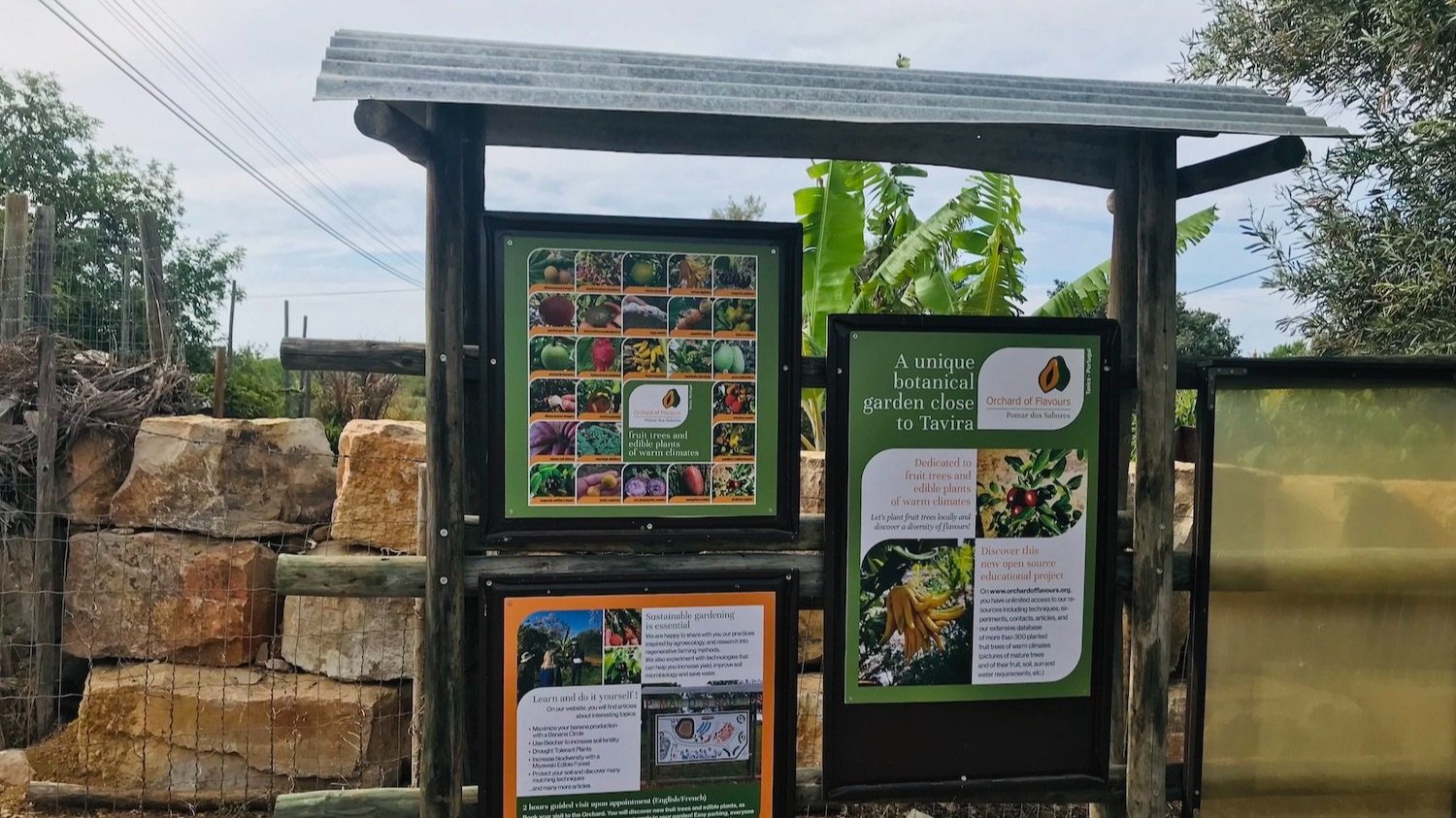 Information boards at the Orchard's gate