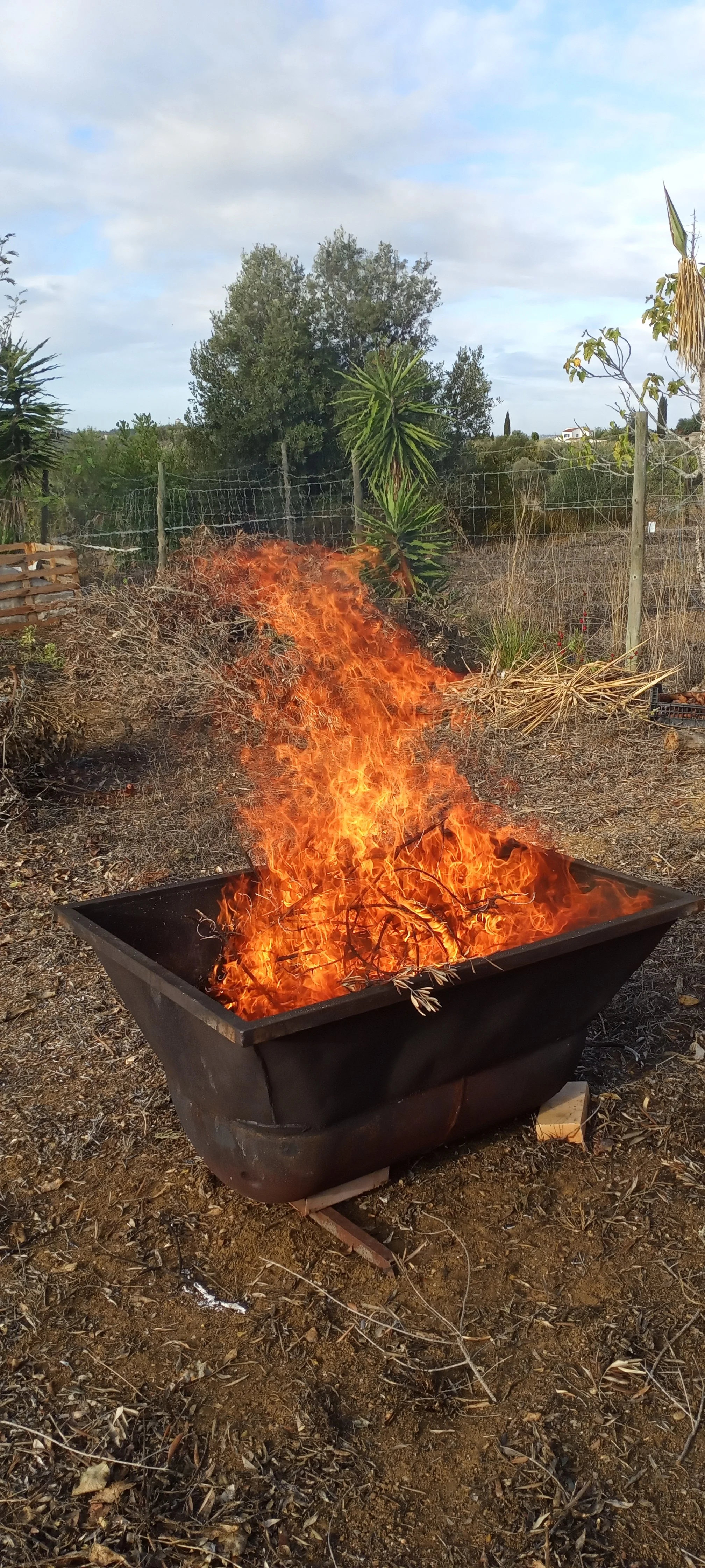 Making Biochar using a pyramid kiln