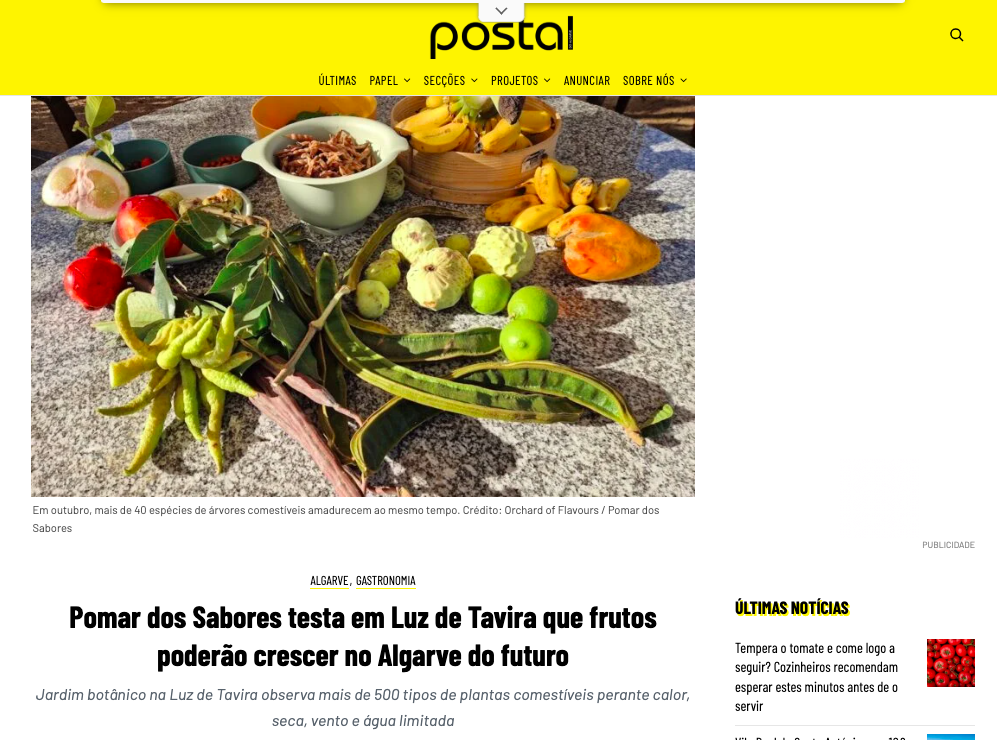 Postal do Algarve's News article about Pomar dos Sabores