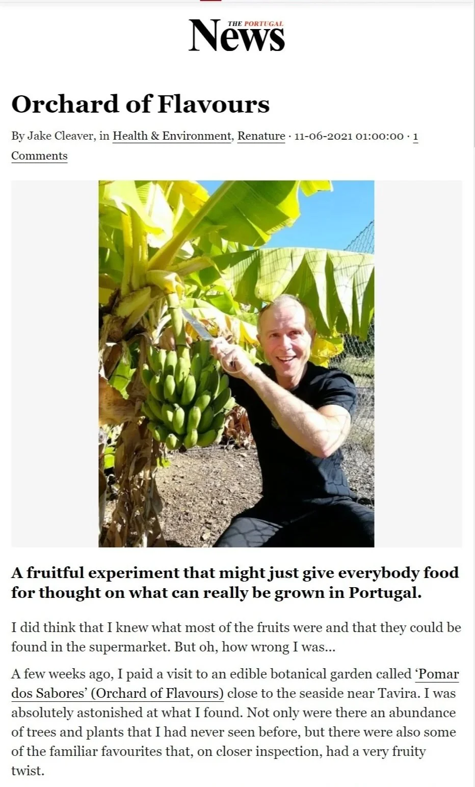 The Portugal News article about the Orchard of Flavours