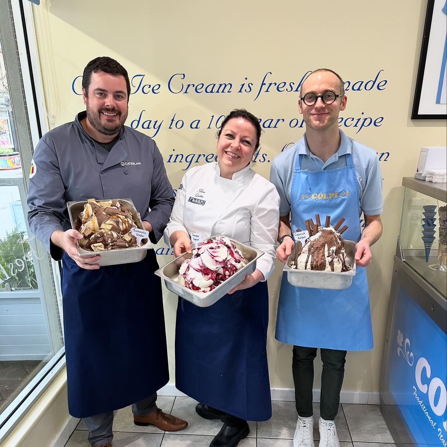 We were joined this morning by Michael (@caterlinkltd_scotland) and Silvia (@silviagaetta, @fabbri1905) for a gelato Masterclass. Huge thanks for all the tips.

Some mega new flavours coming your way Milngavie. These have all been made today. Once th