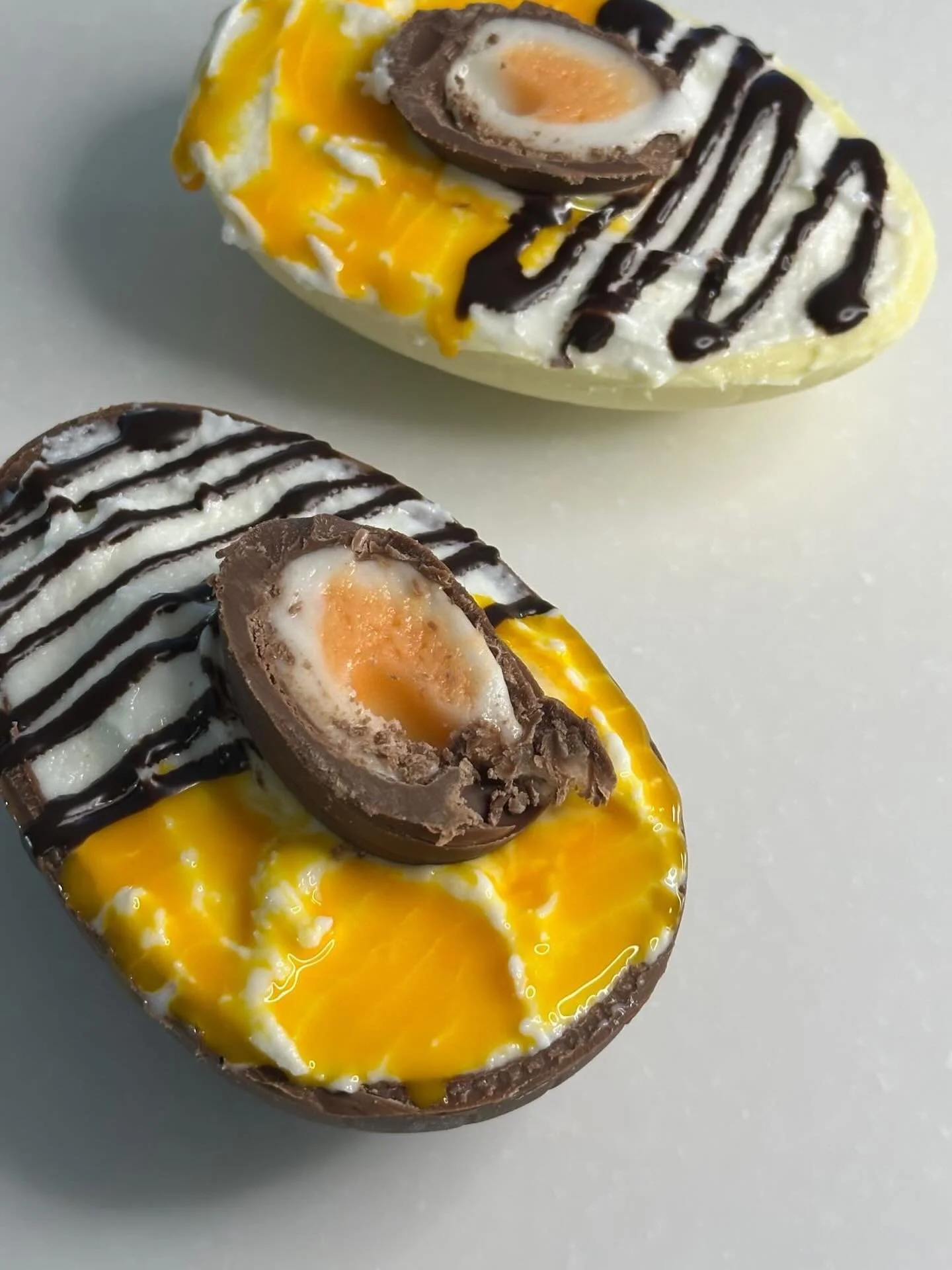 They&rsquo;re back Milngavie 💙. 

1/2 filled Creme Egg Easter Eggs 🐣 

Available from today until Easter Sunday 💙