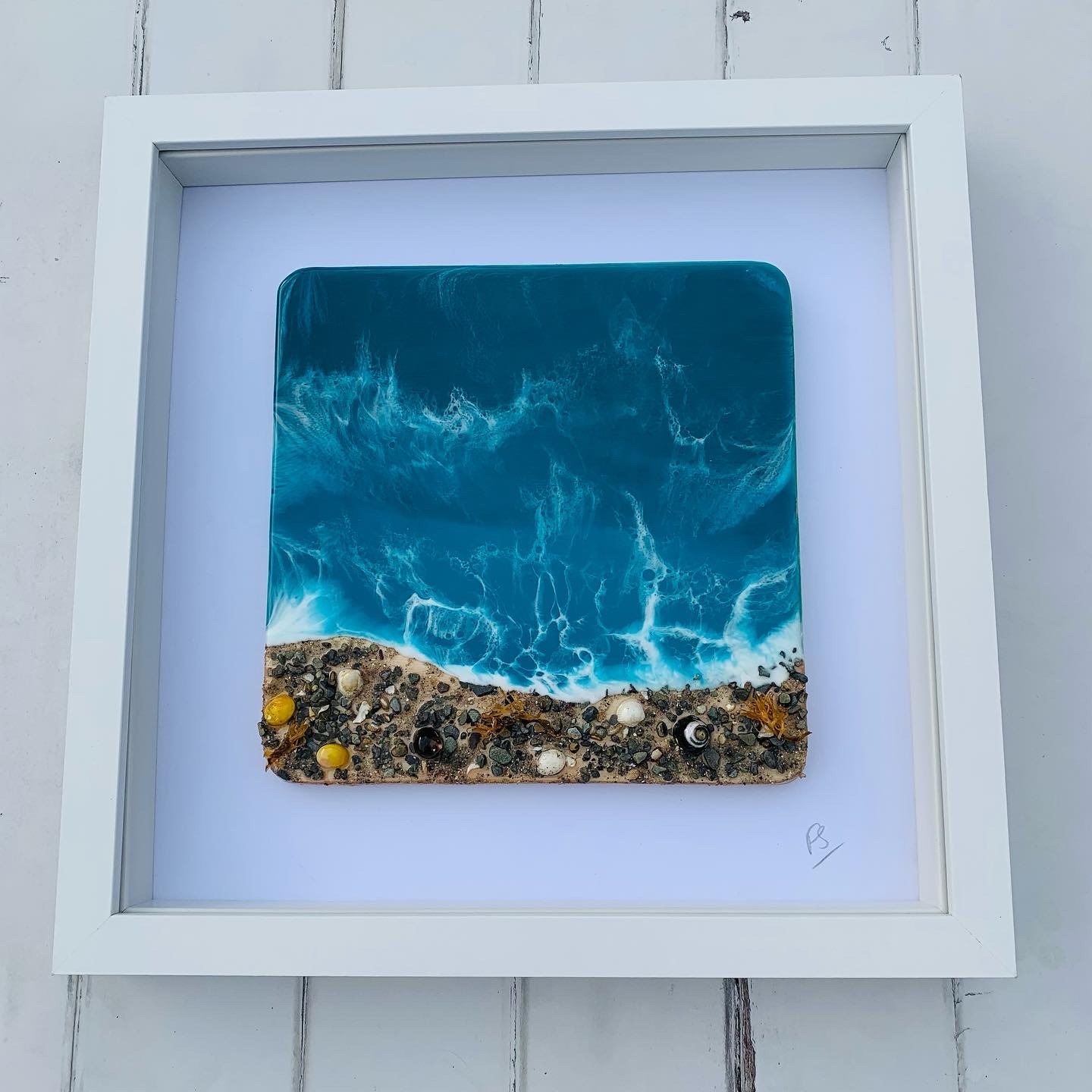 Framed ocean seascape by resin artist Fiona scott