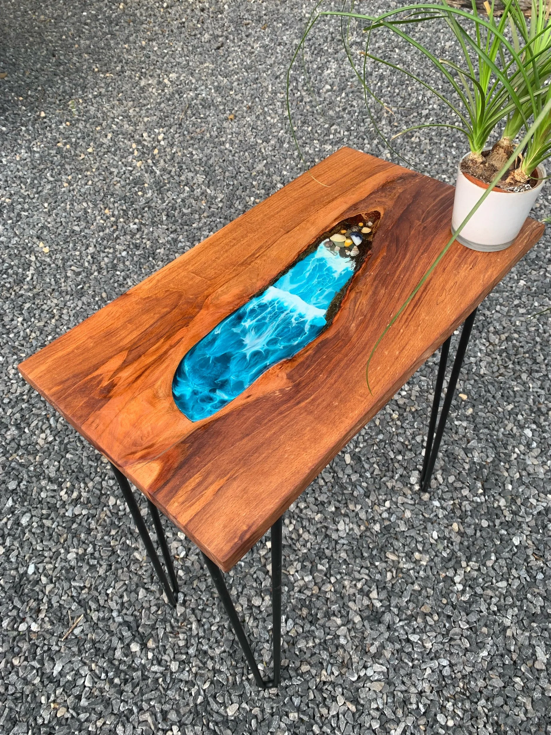 Irish beech and resin console or side table