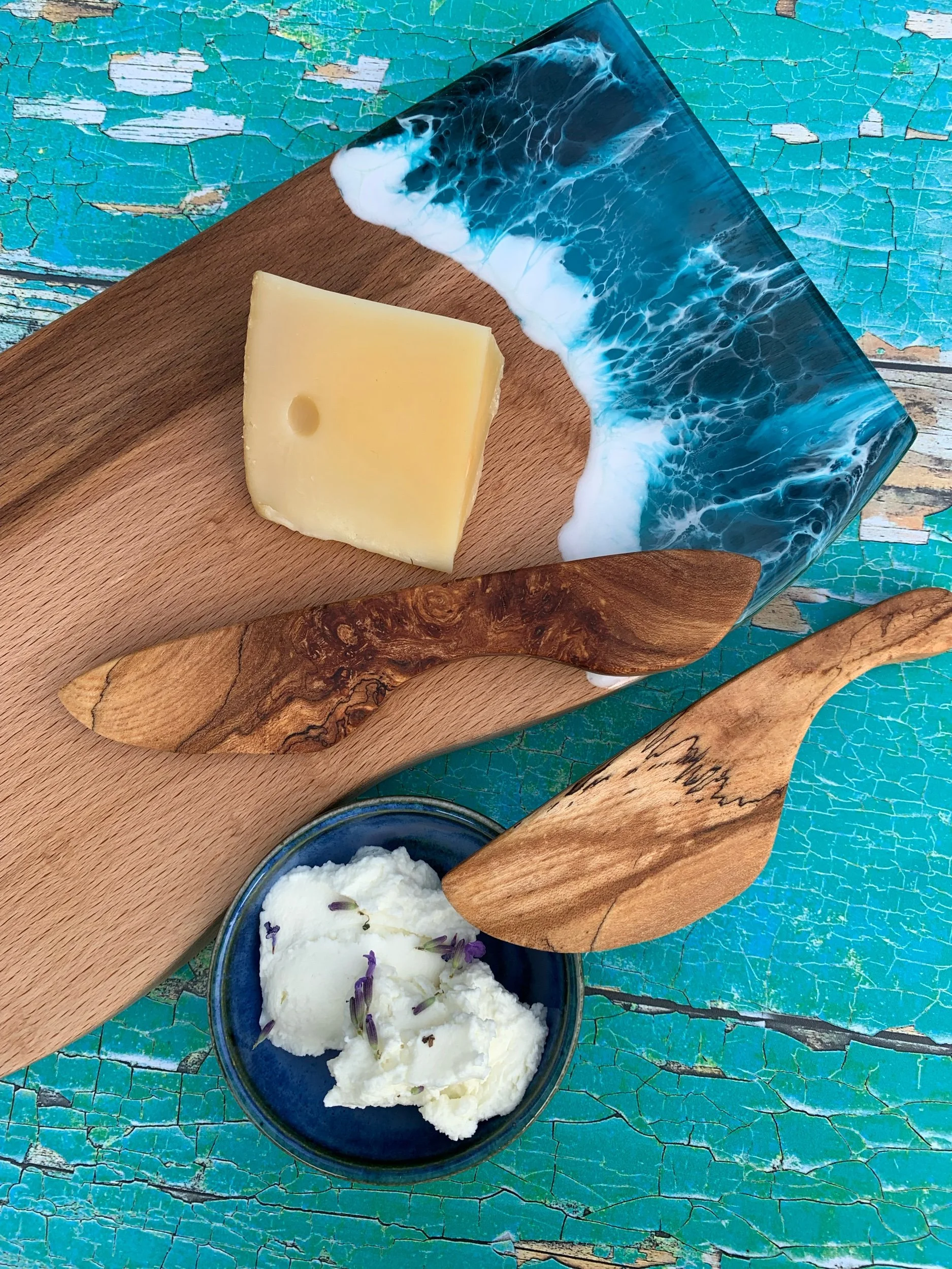 Wooden soft cheese or butter knives by Fiona Scott Resin Artist