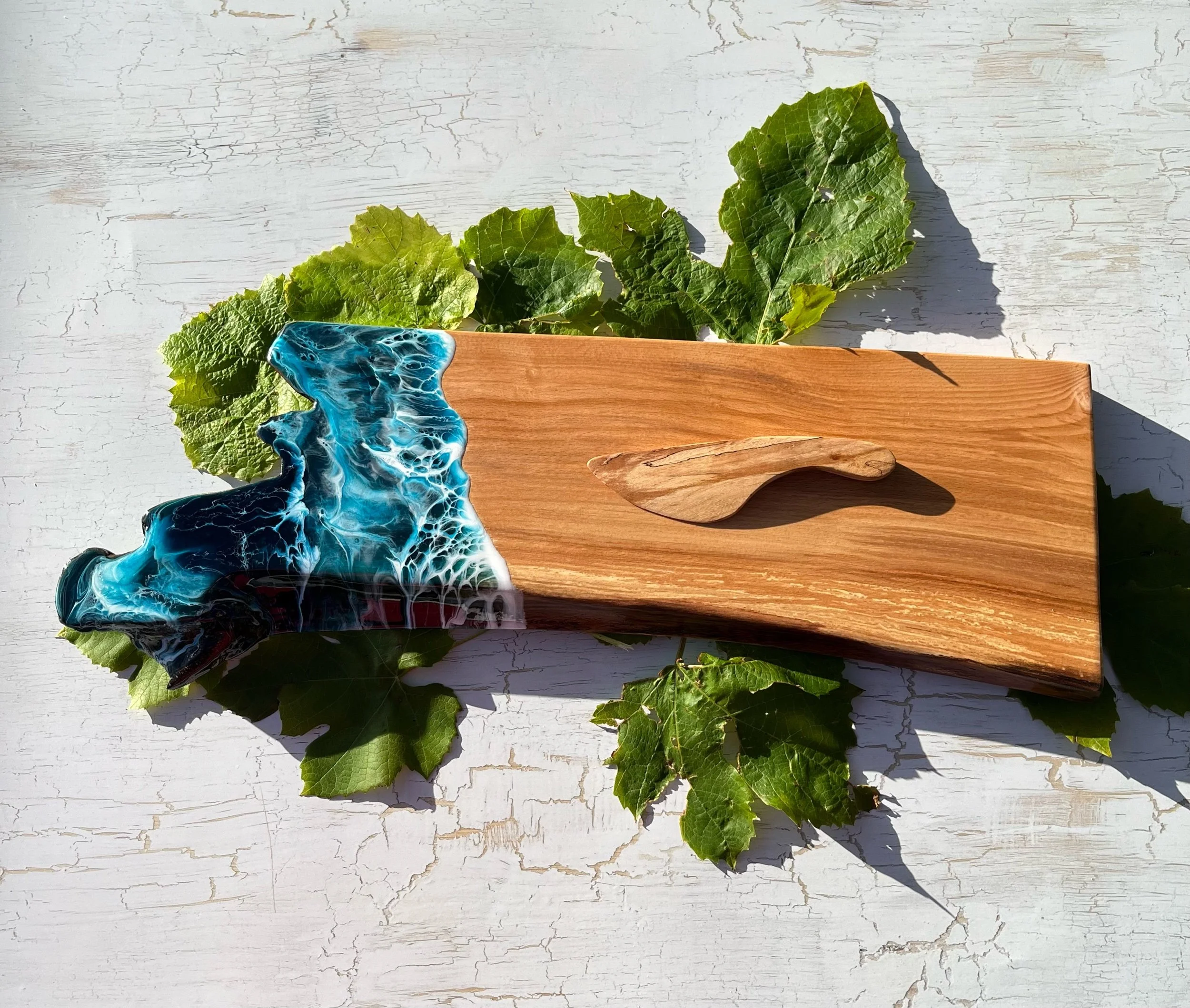 Handcrafted beech and resin serving board
