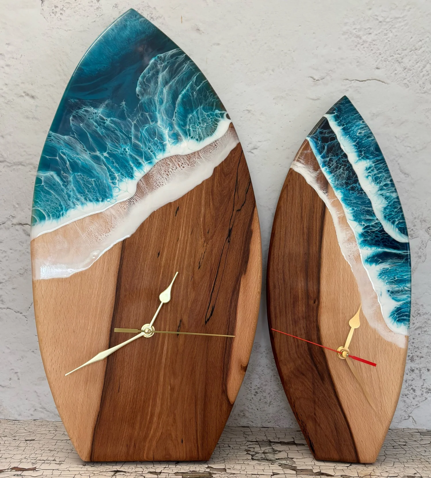 Beautiful handmade Irish hardwood and ocean resin surf board