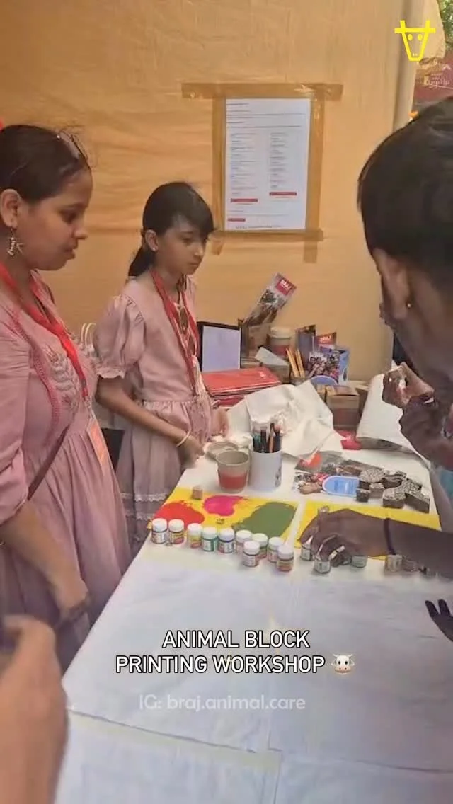 Learning about animal welfare doesn't have to be a snooze fest β€οΈ!
We're shaking things up and making it fun for kids and kids-at-heart. Check out our block printing activity at our stall, led by talented artists from Sanganer.
As a token of appr