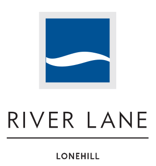 Logo of River Lane in Lonehill, featuring a blue square with a white curved line.