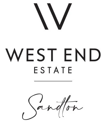 Logo for West End Estate with the name Sandton underneath.