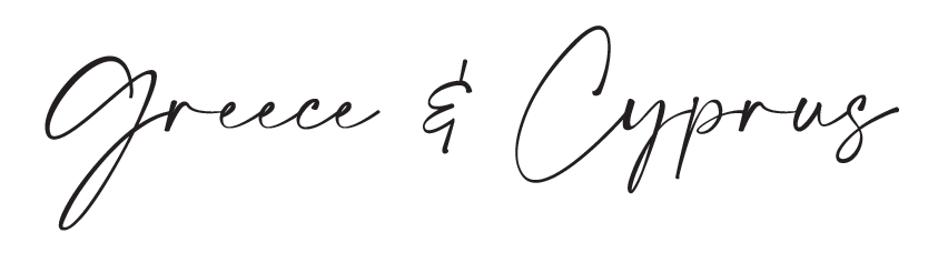 Text that reads 'Greece & Cyprus' in elegant cursive font.
