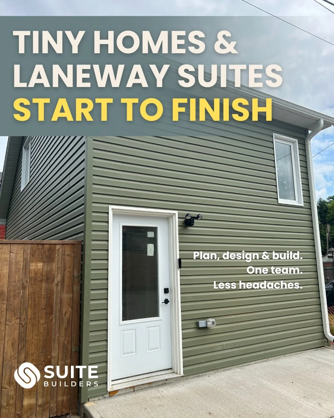 Want to build a tiny home in your backyard or laneway? At Suite Builders, we provide a complete design, drawings, and construction service for tiny homes, garden suites, laneway homes, accessory dwelling units (ADUs or ARUs), backyard suites, granny 