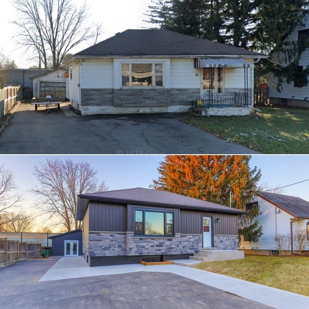 Check out this transformation! Our team turned a single family bungalow in Brantford into a triplex - including converting a beat up old garage into a stunning apartment 🤩