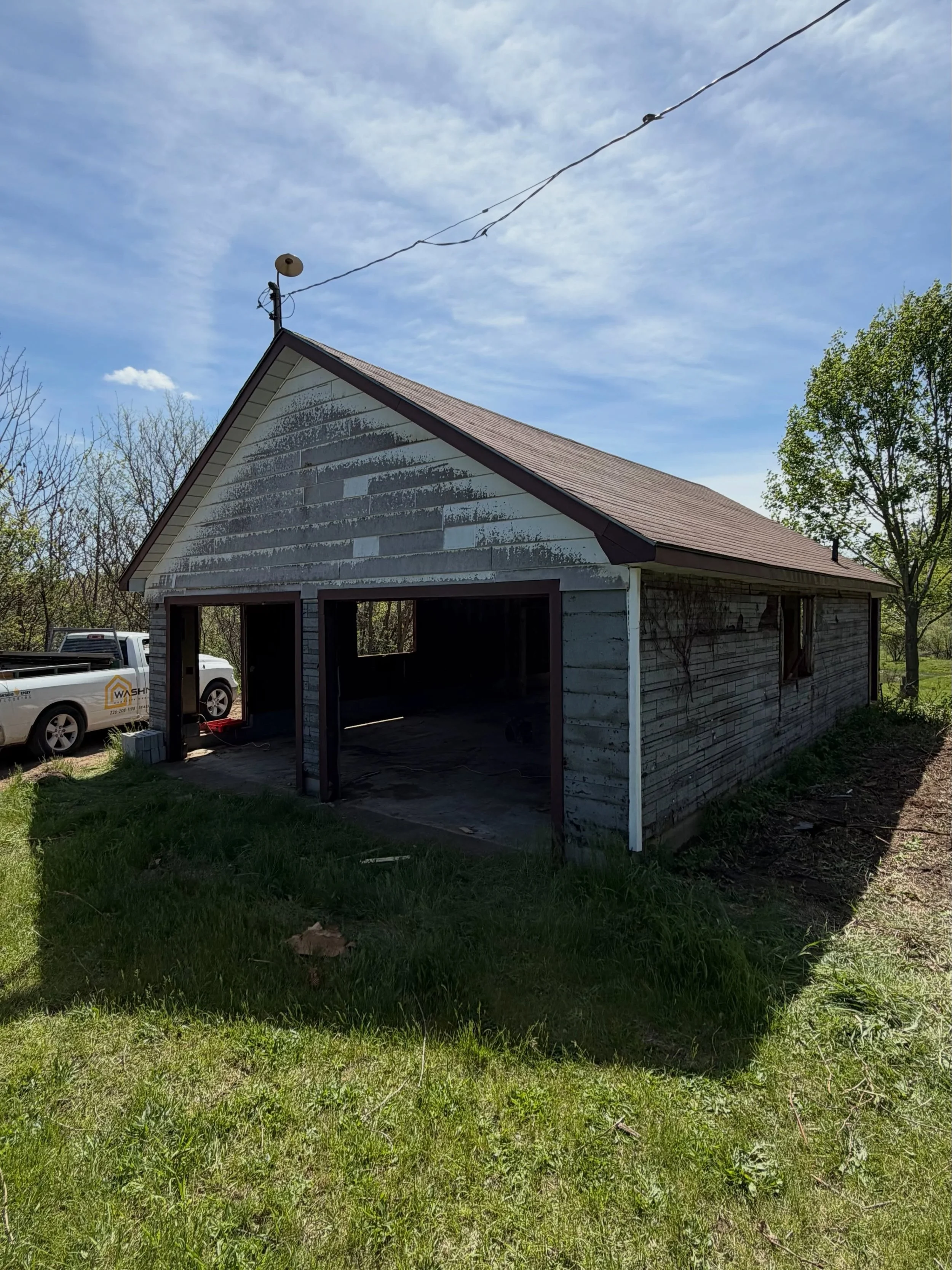 New project underway 🚨 Turning this old garage near Port Rowan into a beautiful new rental unit!