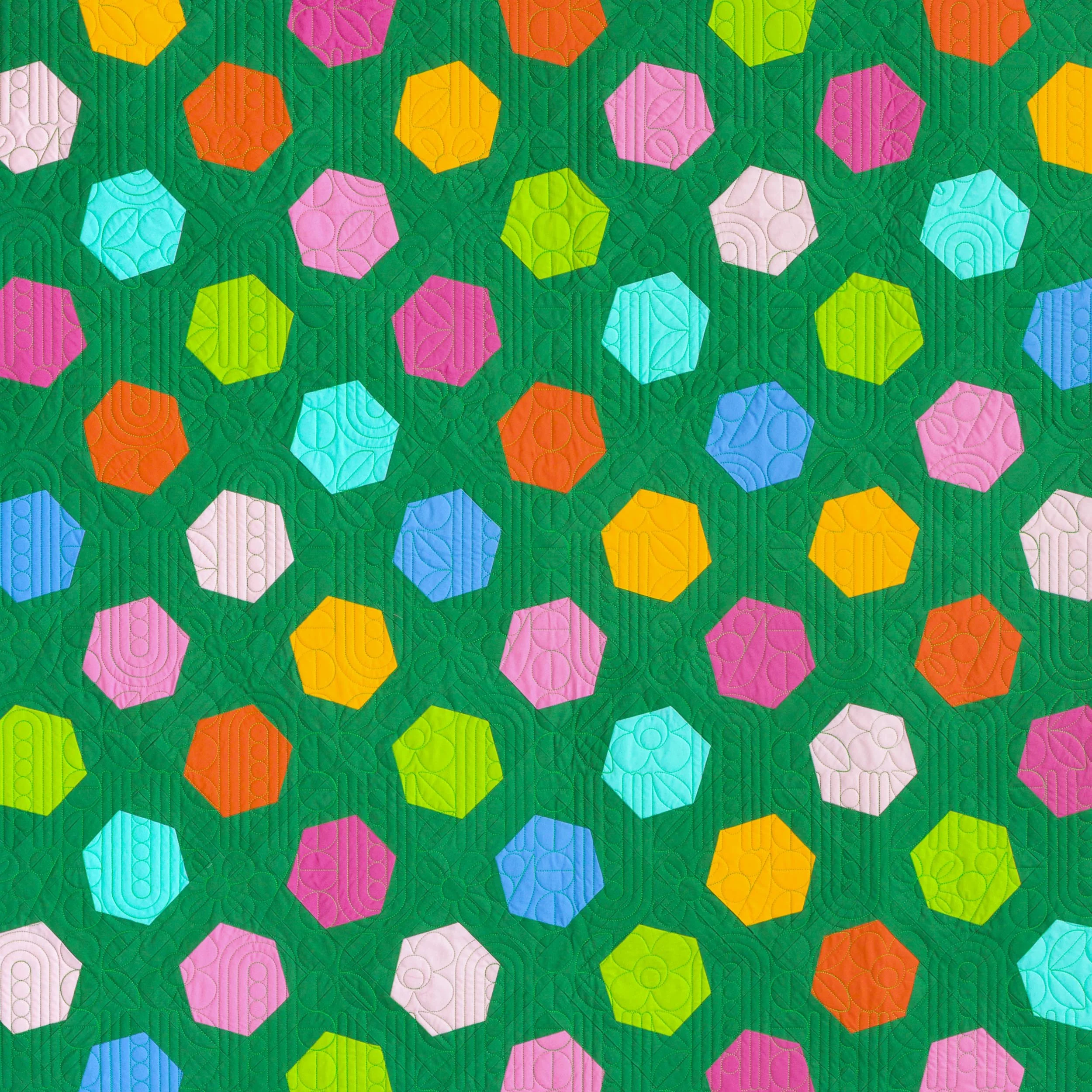 Dancing Hexies Quilt in Kona Color of the Year 