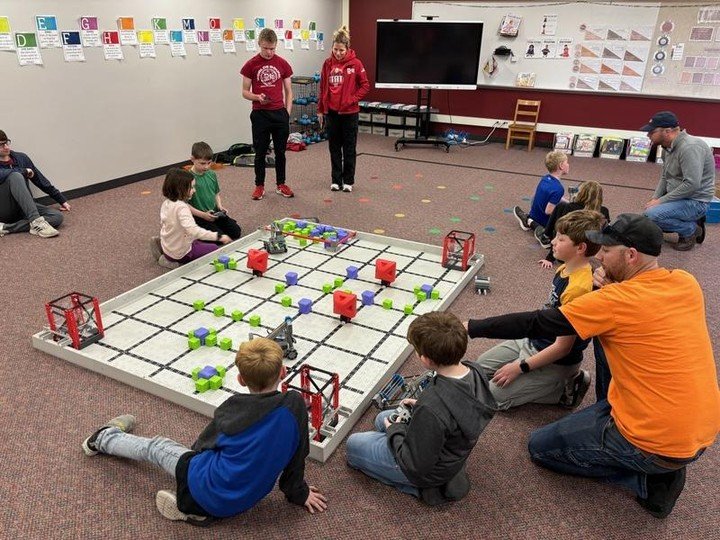 GET READY -- Our spring robotics competition for 3rd &amp; 4th graders from all over Martin County is coming up THIS SATURDAY in Trimont! Pictured here are some Fairmont students practicing on one of actual playing fields you'll see there. 

Please v
