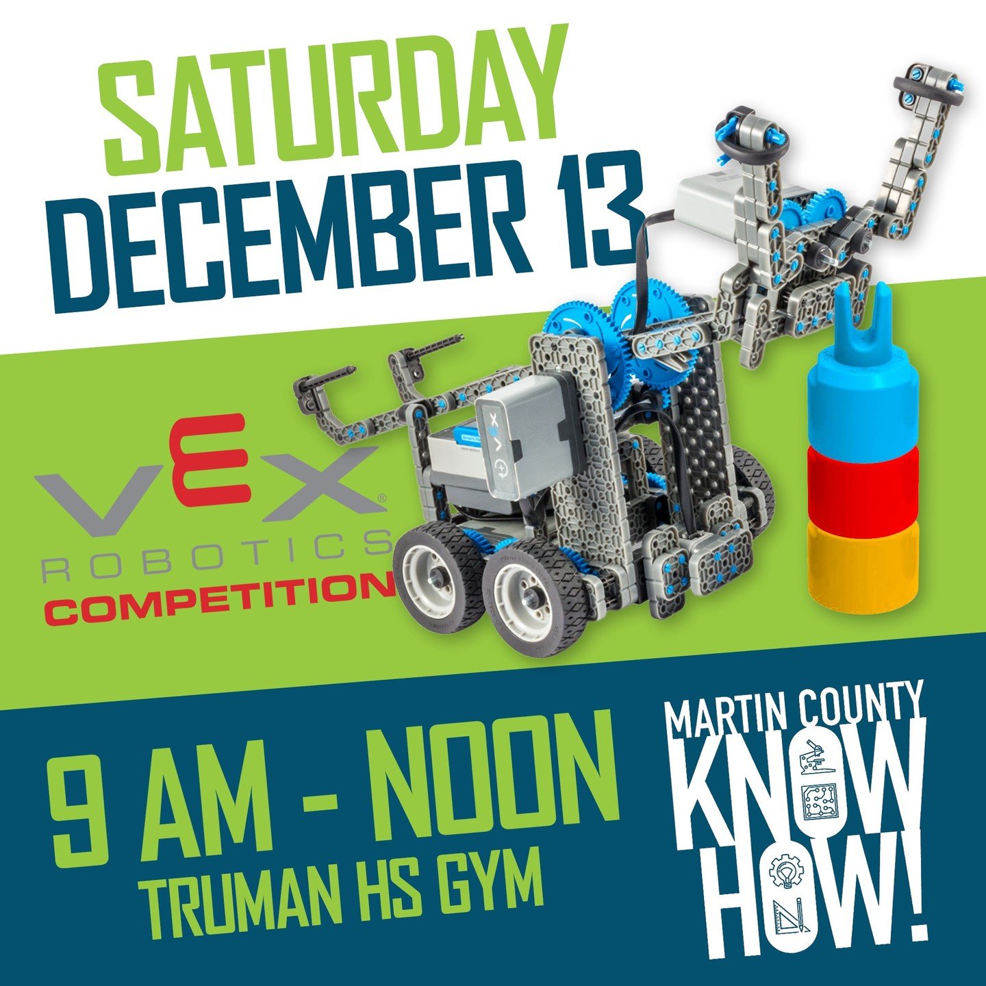 Robotics competition this Saturday in Truman! Visit the calendar at www.McKnow.How for details!