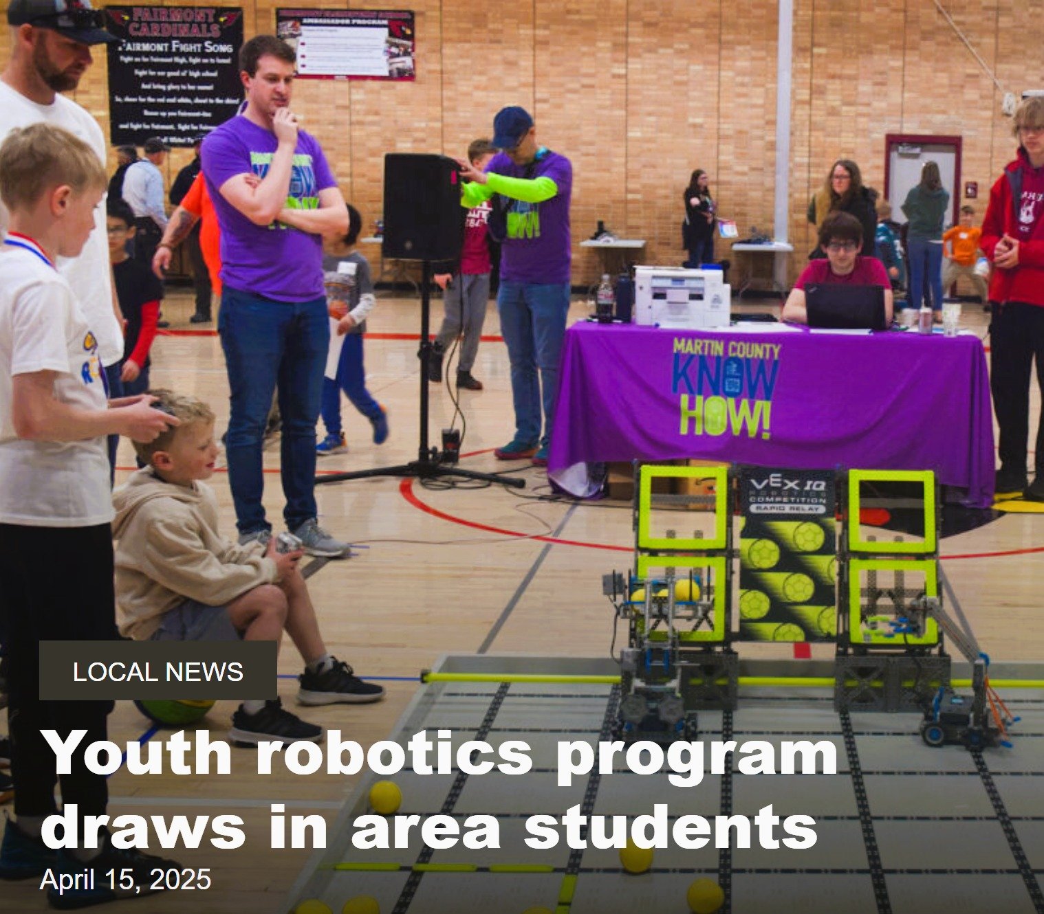 Today at www.FairmontSentinel.com 

Check out this great coverage of last weekend's VEX IQ robotics tournament! Thank you, Fairmont Sentinel!
