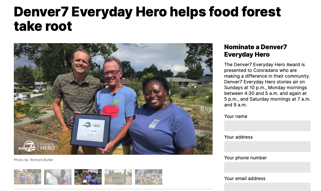 Denver7: Everday Hero helps food forest take root