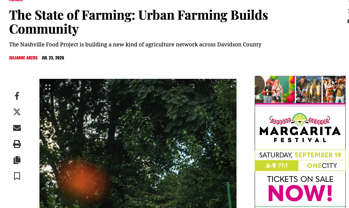 Nashville Scene- The State of Farming: Urban Farming Builds Community