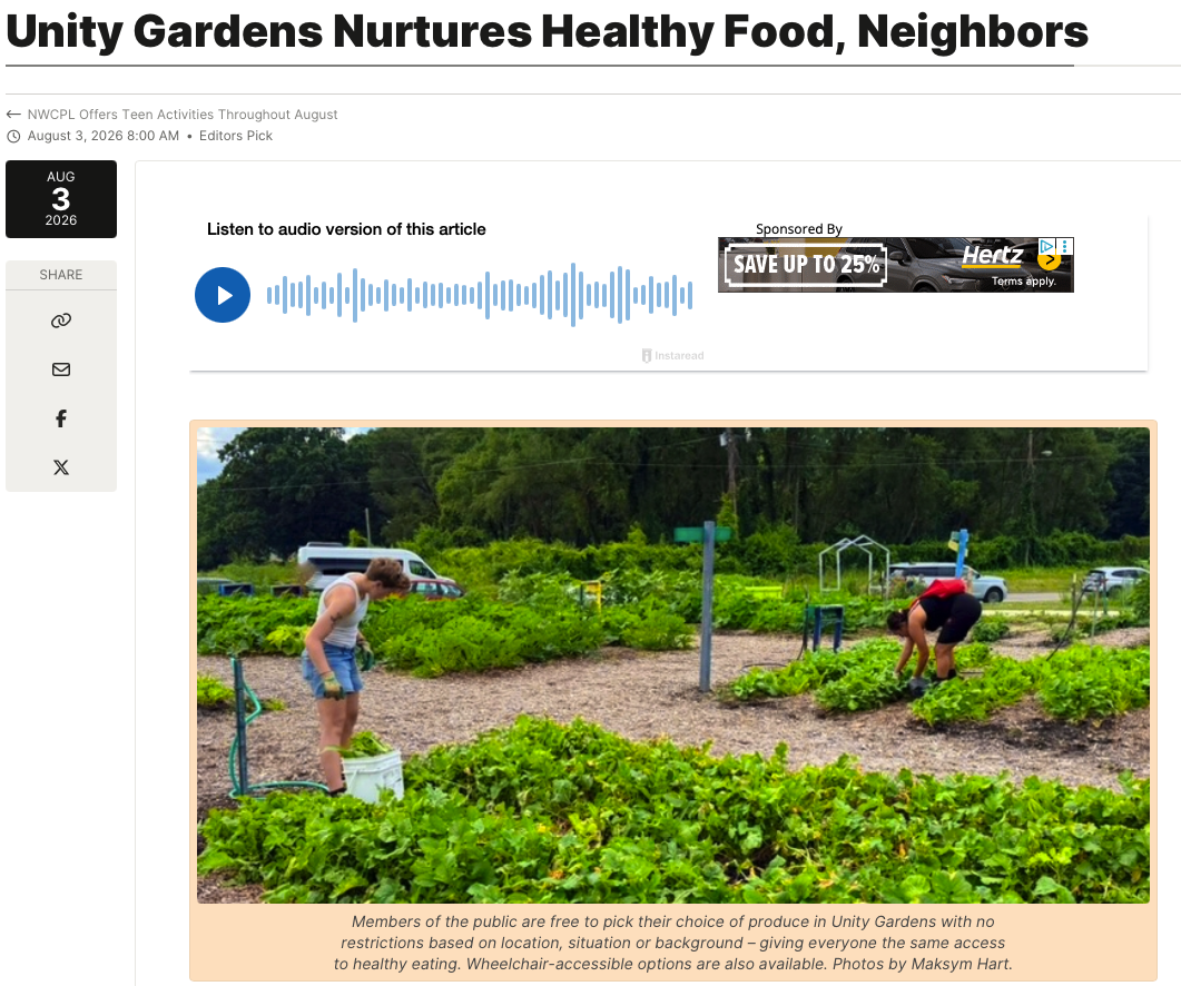 InkFreeNews: Unity Gardens Nutures Healthy Food, Neighbors