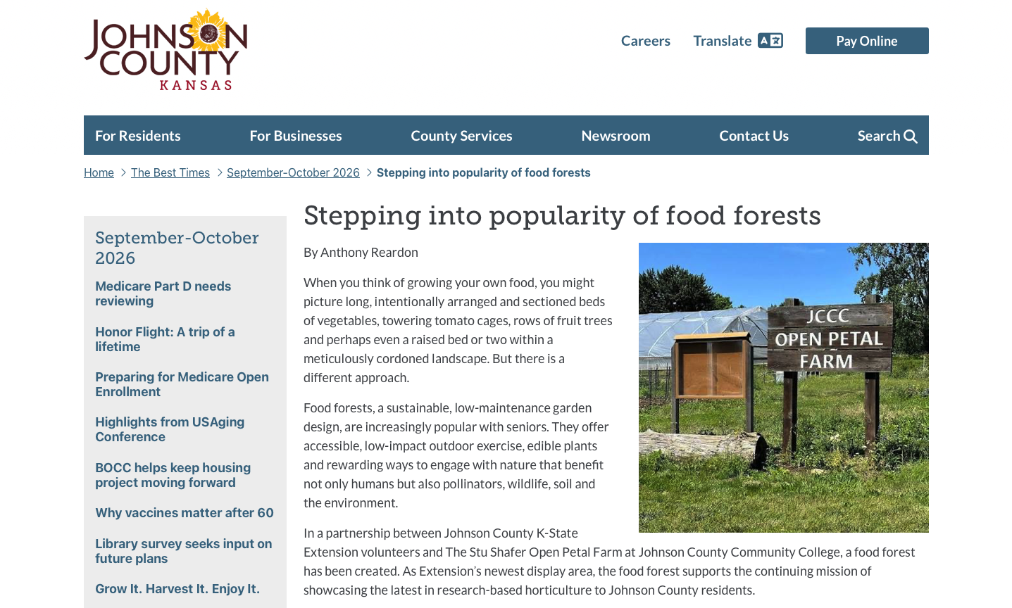 Johnson County Kansas: Stepping into popularity of food forests