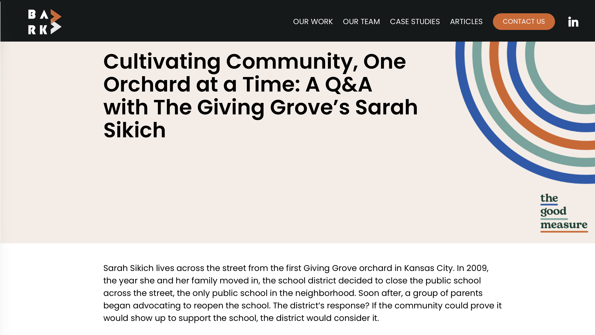 Bark Media: Cultivating. Community, One Orchard at a time: A Q & A with The Giving Grove's Sarah Sikich