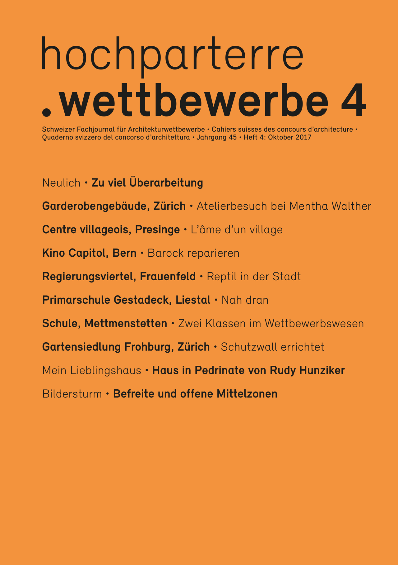 Hochparterre.wettbewerbe 4, 2017 - Clubhaus Hönggerberg
