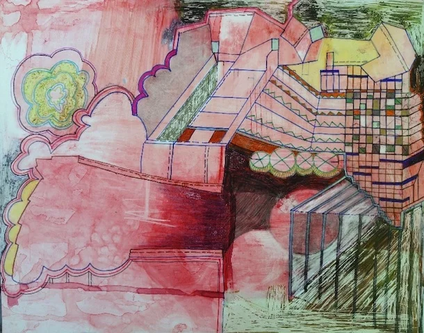Red Eye | mixed media and collage on paper 2014 | 11x14"