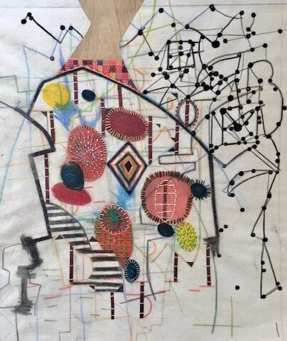 A Good Find | mixed media on raw canvas 2019 | 17 x 15"