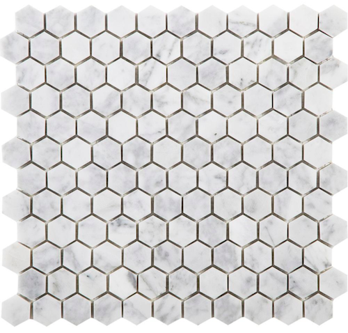 Carrara marmor hexagon mosaikk