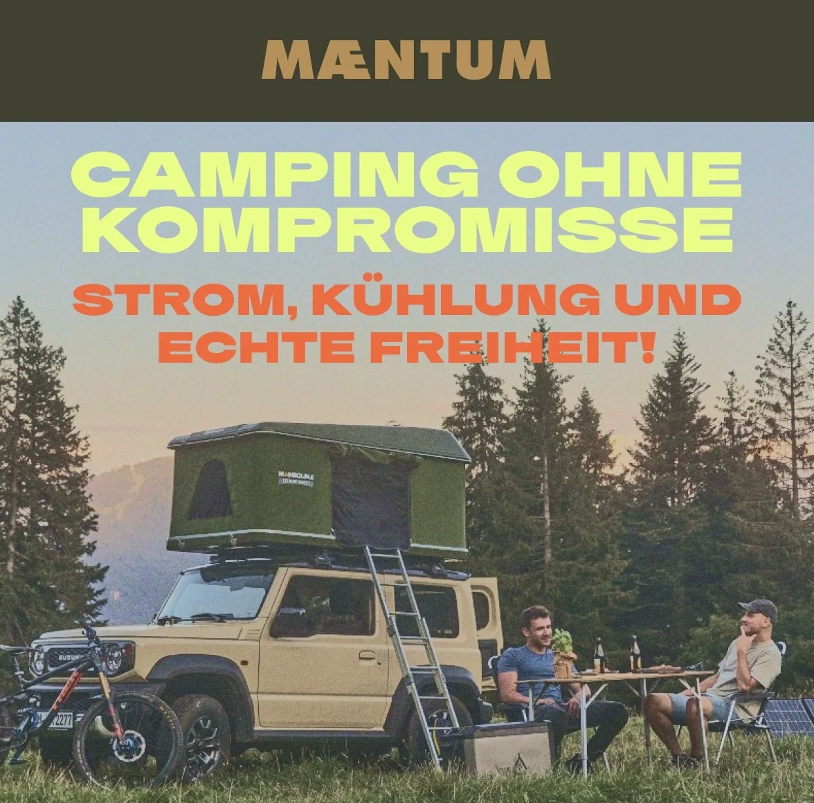 Maentum Camping mit Dachzelt