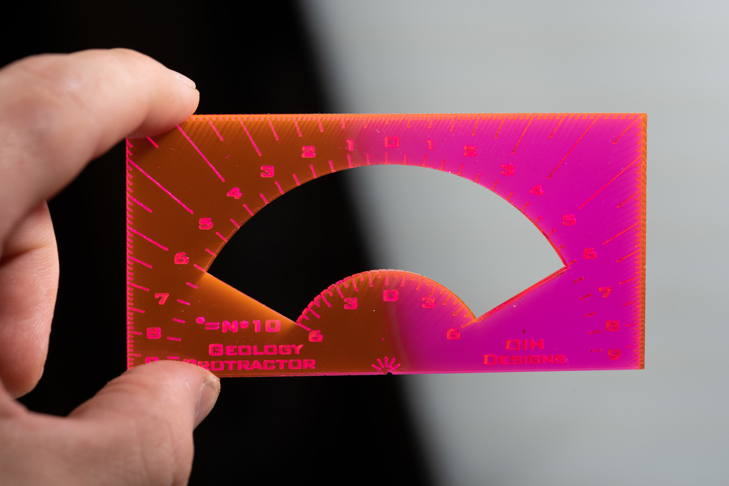 Our "Fluorescent Red" Acrylic Geology Protractor