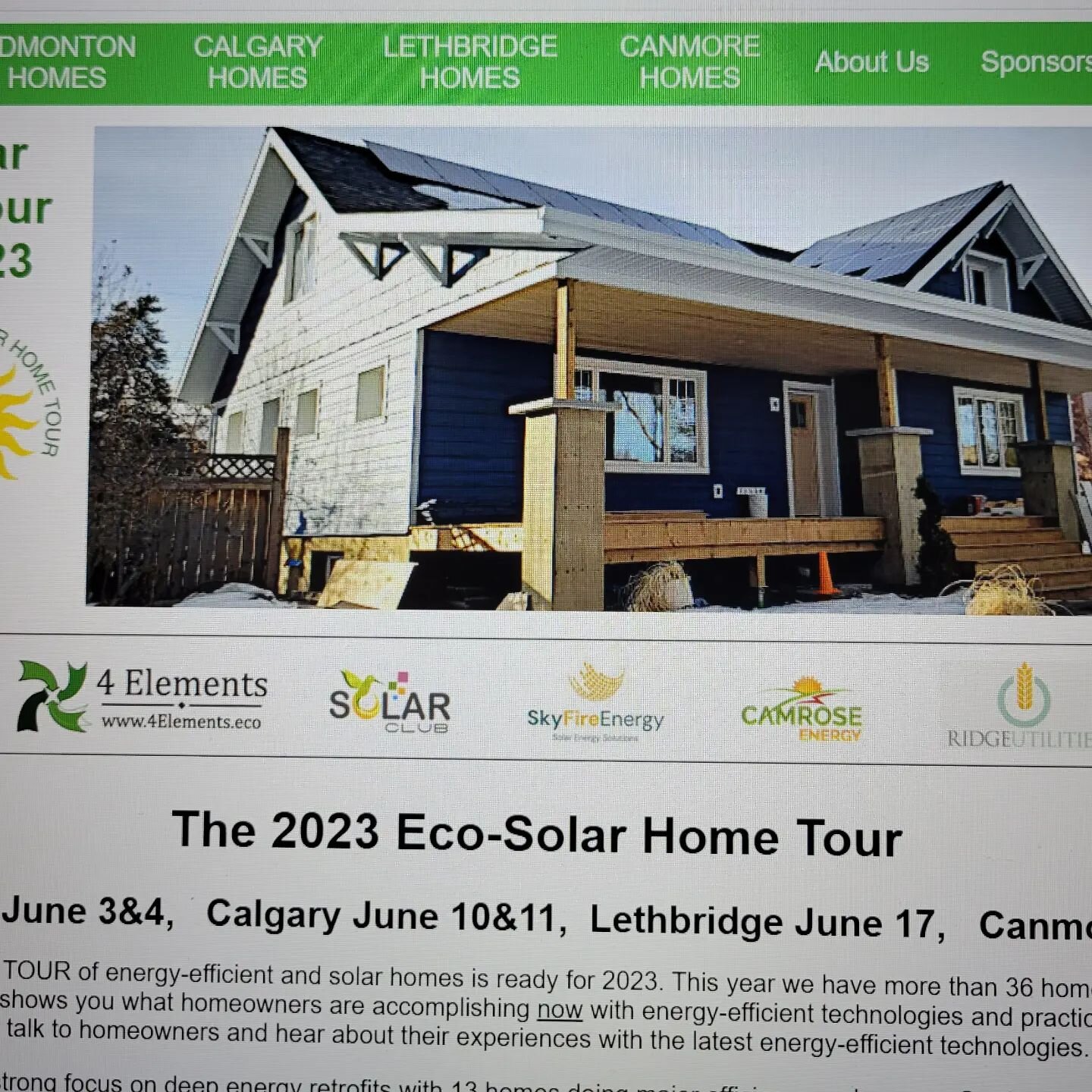 The nicer weather is finally here! I would like to invite you to the Ecosolar Home Tour in June (6-7 in Calgary region)! The tour is for multiple cities so, please check the line up of homes OPEN TO PUBLIC here: https://www.ecosolar.ca/  This tour is