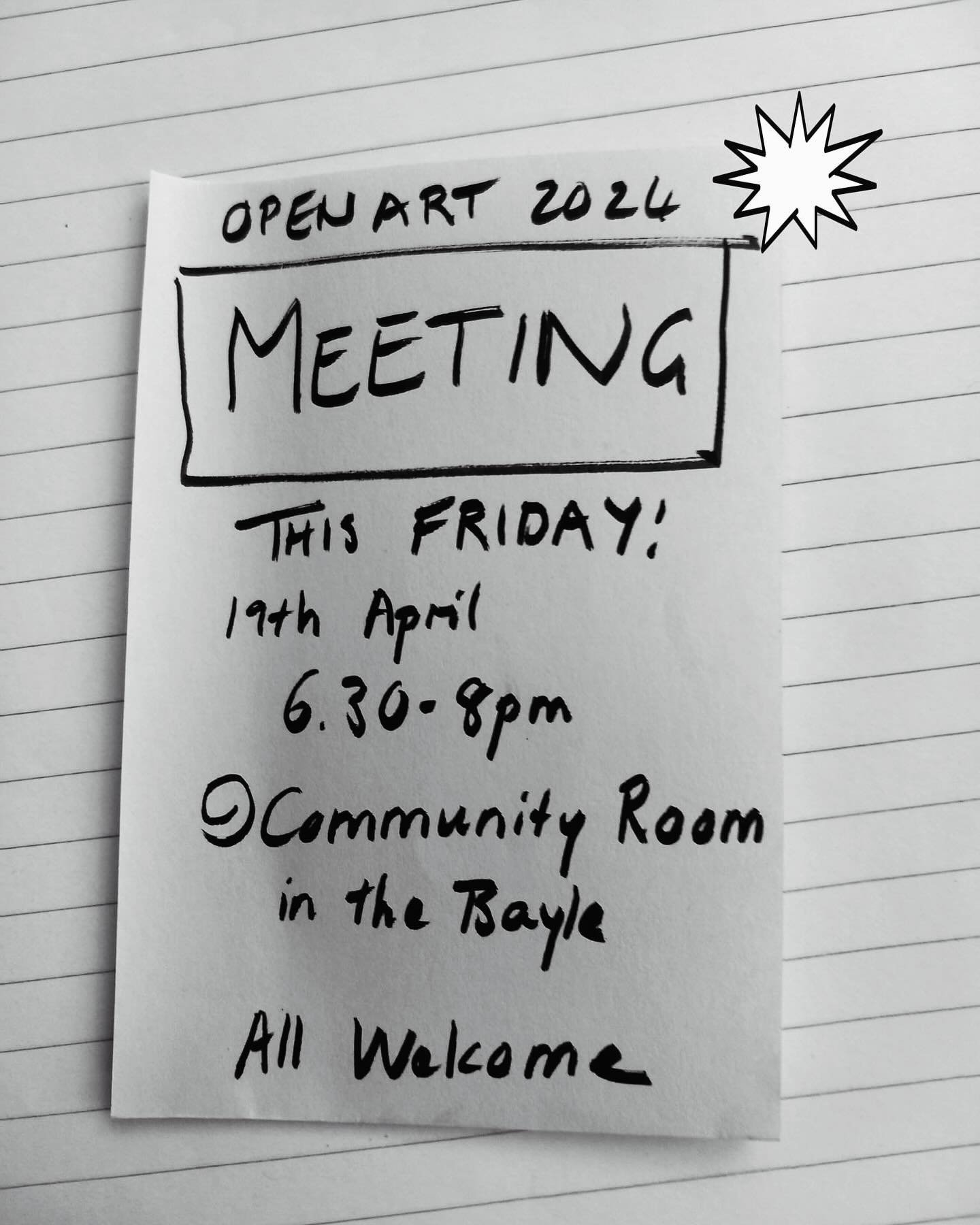 🚨THIS FRIDAY🚨 Community Meeting to discuss this Septembers @openart2024folkestone festival / 6.30-8pm

Come ready with your ideas to discuss at the Bayle Community Room. All Welcome! 

#folkestone #folkestoneartists #openart #openstudios #artcommun