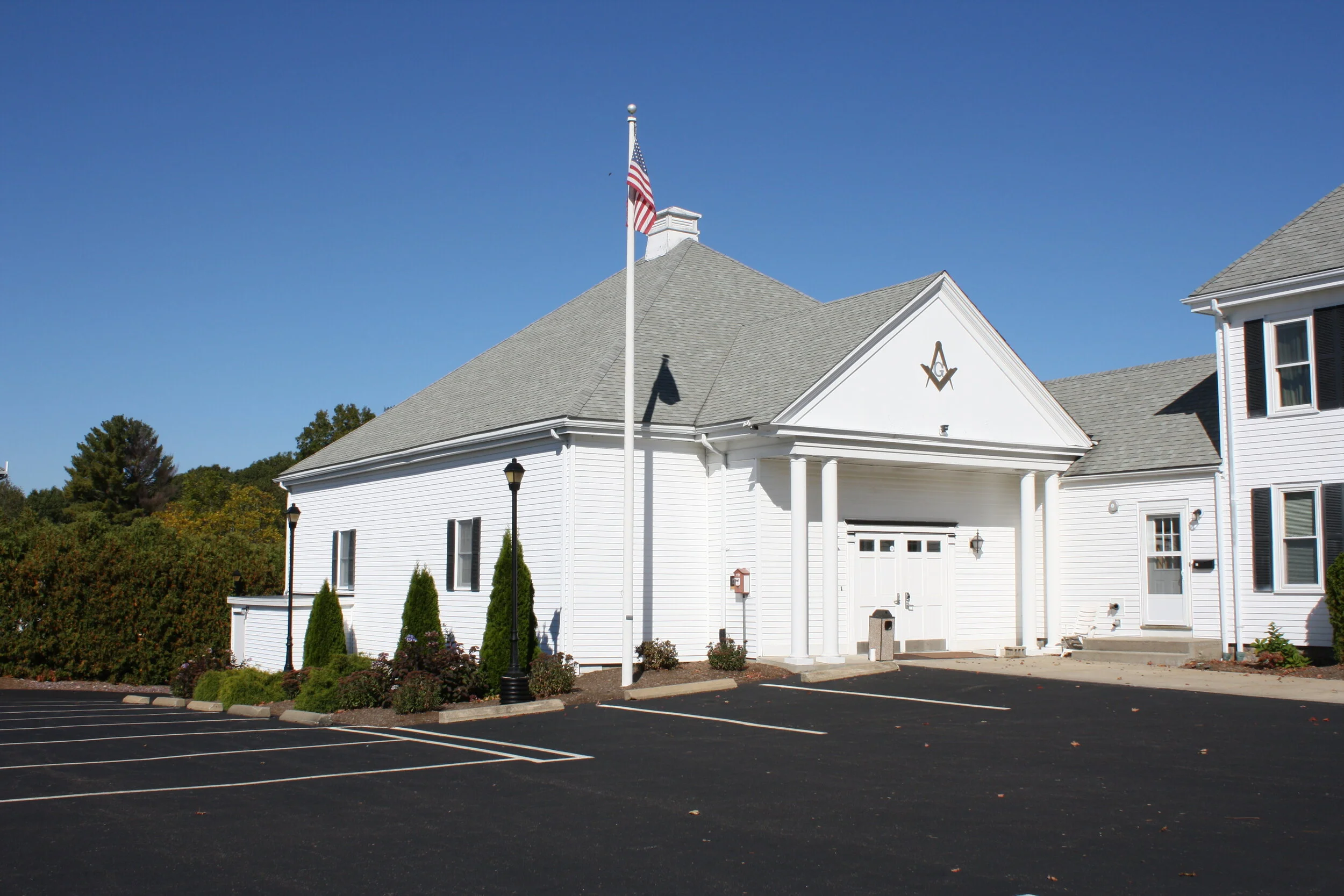 The West Roxbury–Dorchester Lodge building in Westwood
