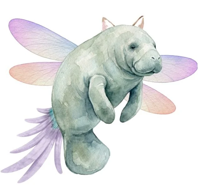Illustrated manatee hybrid creature icon