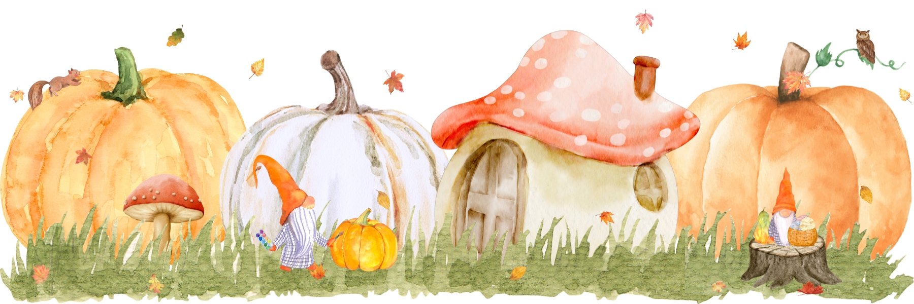 Illustrated scene representing fall programs at Second Nature Arts in Stockbridge, MA, focused on imaginative, hands-on art for kids.