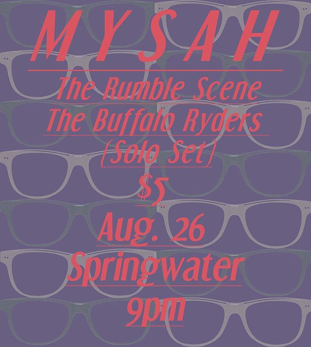 #musicmonday If you&rsquo;re looking for some music to experience this week, I got THREE shows for ya! First off, tonight (Mon 26th), I&rsquo;m playing drums in my indie-rock project @mysahband alongside local stargazers @therumblescene at @springwat