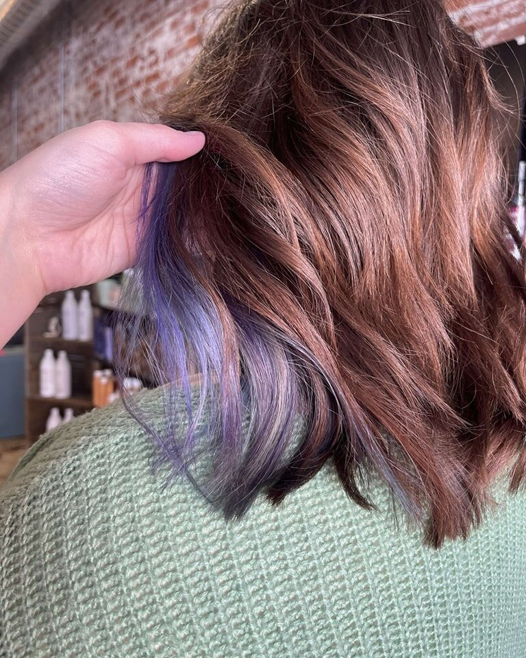 @bethgaines_beauty 's masterpiece from last Saturday. &hearts;️ How gorgeous! 
Beth has availability Saturday at 930AM. Are your ready to add some color to your look? 🌈